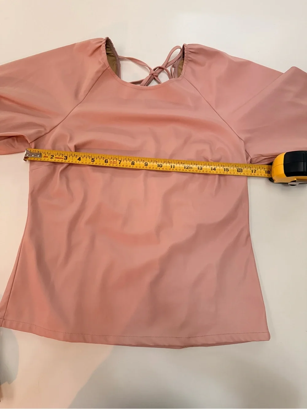 J Crew Puff Sleeve Open Back Faux Leather  top Sz 4 (runs small per website)